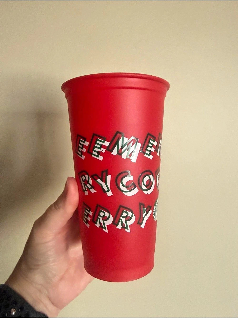 Starbucks Merry Coffee Reusable Plastic Red Geometric Tumbler